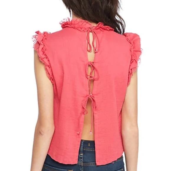Free People Simply Smiles Crochet Top (Red) NWT - Picture 5 of 6